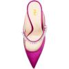 imageFSJ Women Crystal Chunky Heeled Mules Wedding Sandals Rhinestone Strappy Pumps Pointed Toe Fashion Slippers Slip On Bridal Shoes Size 415 USFuchsia Satin