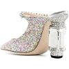 imageFSJ Women Crystal Chunky Heeled Mules Wedding Sandals Rhinestone Strappy Pumps Pointed Toe Fashion Slippers Slip On Bridal Shoes Size 415 USGlitter