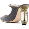 imageFSJ Women Crystal Chunky Heeled Mules Wedding Sandals Rhinestone Strappy Pumps Pointed Toe Fashion Slippers Slip On Bridal Shoes Size 415 USGray Clear