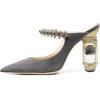 imageFSJ Women Crystal Chunky Heeled Mules Wedding Sandals Rhinestone Strappy Pumps Pointed Toe Fashion Slippers Slip On Bridal Shoes Size 415 USGray Clear