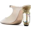 imageFSJ Women Crystal Chunky Heeled Mules Wedding Sandals Rhinestone Strappy Pumps Pointed Toe Fashion Slippers Slip On Bridal Shoes Size 415 USIvory Clear