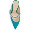 imageFSJ Women Crystal Chunky Heeled Mules Wedding Sandals Rhinestone Strappy Pumps Pointed Toe Fashion Slippers Slip On Bridal Shoes Size 415 USLake Blue