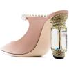 imageFSJ Women Crystal Chunky Heeled Mules Wedding Sandals Rhinestone Strappy Pumps Pointed Toe Fashion Slippers Slip On Bridal Shoes Size 415 USLight Salmon