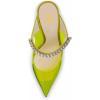 imageFSJ Women Crystal Chunky Heeled Mules Wedding Sandals Rhinestone Strappy Pumps Pointed Toe Fashion Slippers Slip On Bridal Shoes Size 415 USLime Green Clear