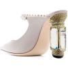 imageFSJ Women Crystal Chunky Heeled Mules Wedding Sandals Rhinestone Strappy Pumps Pointed Toe Fashion Slippers Slip On Bridal Shoes Size 415 USPeachpuff