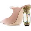 imageFSJ Women Crystal Chunky Heeled Mules Wedding Sandals Rhinestone Strappy Pumps Pointed Toe Fashion Slippers Slip On Bridal Shoes Size 415 USPink Clear