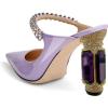 imageFSJ Women Crystal Chunky Heeled Mules Wedding Sandals Rhinestone Strappy Pumps Pointed Toe Fashion Slippers Slip On Bridal Shoes Size 415 USPurple