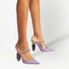 imageFSJ Women Crystal Chunky Heeled Mules Wedding Sandals Rhinestone Strappy Pumps Pointed Toe Fashion Slippers Slip On Bridal Shoes Size 415 USPurple