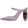 imageFSJ Women Crystal Chunky Heeled Mules Wedding Sandals Rhinestone Strappy Pumps Pointed Toe Fashion Slippers Slip On Bridal Shoes Size 415 USPurple