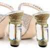 imageFSJ Women Crystal Chunky Heeled Mules Wedding Sandals Rhinestone Strappy Pumps Pointed Toe Fashion Slippers Slip On Bridal Shoes Size 415 USShiny Clear
