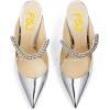 imageFSJ Women Crystal Chunky Heeled Mules Wedding Sandals Rhinestone Strappy Pumps Pointed Toe Fashion Slippers Slip On Bridal Shoes Size 415 USSilver