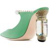 imageFSJ Women Crystal Chunky Heeled Mules Wedding Sandals Rhinestone Strappy Pumps Pointed Toe Fashion Slippers Slip On Bridal Shoes Size 415 USSpring Green