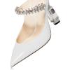imageFSJ Women Crystal Chunky Heeled Mules Wedding Sandals Rhinestone Strappy Pumps Pointed Toe Fashion Slippers Slip On Bridal Shoes Size 415 USWhite