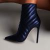 imageFSJ Women Fashion Ankle Boot Sexy Pointed Toe Stiletto High Heel Side Zipper Dressy Short Booties Size 415 USBlue