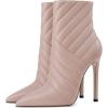 imageFSJ Women Fashion Ankle Boot Sexy Pointed Toe Stiletto High Heel Side Zipper Dressy Short Booties Size 415 USNude Pink