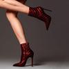 imageFSJ Women Fashion Ankle Boot Sexy Pointed Toe Stiletto High Heel Side Zipper Dressy Short Booties Size 415 USRed
