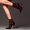 imageFSJ Women Fashion Ankle Boot Sexy Pointed Toe Stiletto High Heel Side Zipper Dressy Short Booties Size 415 USReddish Brown