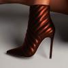 imageFSJ Women Fashion Ankle Boot Sexy Pointed Toe Stiletto High Heel Side Zipper Dressy Short Booties Size 415 USReddish Brown