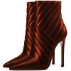 imageFSJ Women Fashion Ankle Boot Sexy Pointed Toe Stiletto High Heel Side Zipper Dressy Short Booties Size 415 USReddish Brown