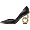 imageFSJ Women Graceful Pointed Toe Studded Rivets DOrsay Pumps Gold Chain High Heel Slip On Ladies Patry Prom Evening Dress Shoes Size 416 USBlack