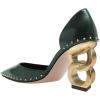 imageFSJ Women Graceful Pointed Toe Studded Rivets DOrsay Pumps Gold Chain High Heel Slip On Ladies Patry Prom Evening Dress Shoes Size 416 USDark Green