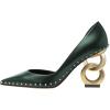 imageFSJ Women Graceful Pointed Toe Studded Rivets DOrsay Pumps Gold Chain High Heel Slip On Ladies Patry Prom Evening Dress Shoes Size 416 USDark Green