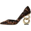 imageFSJ Women Graceful Pointed Toe Studded Rivets DOrsay Pumps Gold Chain High Heel Slip On Ladies Patry Prom Evening Dress Shoes Size 416 USLeopardvelvet