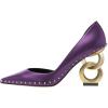 imageFSJ Women Graceful Pointed Toe Studded Rivets DOrsay Pumps Gold Chain High Heel Slip On Ladies Patry Prom Evening Dress Shoes Size 416 USPurple