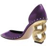 imageFSJ Women Graceful Pointed Toe Studded Rivets DOrsay Pumps Gold Chain High Heel Slip On Ladies Patry Prom Evening Dress Shoes Size 416 USPurple