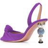 imageFSJ Women Graceful Slip On Slingback Pumps Pointed Closed Toe Strappy Studded High Heels Elastic Ankle Strap Sandals Suede Ladies Dress Shoes Size 415 USDarkorchid