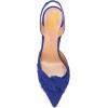 imageFSJ Women Graceful Slip On Slingback Pumps Pointed Closed Toe Strappy Studded High Heels Elastic Ankle Strap Sandals Suede Ladies Dress Shoes Size 415 USBlue