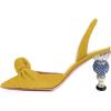 imageFSJ Women Graceful Slip On Slingback Pumps Pointed Closed Toe Strappy Studded High Heels Elastic Ankle Strap Sandals Suede Ladies Dress Shoes Size 415 USYellow
