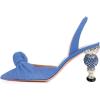 imageFSJ Women Graceful Slip On Slingback Pumps Pointed Closed Toe Strappy Studded High Heels Elastic Ankle Strap Sandals Suede Ladies Dress Shoes Size 415 USSkyblue