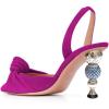 imageFSJ Women Graceful Slip On Slingback Pumps Pointed Closed Toe Strappy Studded High Heels Elastic Ankle Strap Sandals Suede Ladies Dress Shoes Size 415 USFuchsia