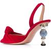 imageFSJ Women Graceful Slip On Slingback Pumps Pointed Closed Toe Strappy Studded High Heels Elastic Ankle Strap Sandals Suede Ladies Dress Shoes Size 415 USRed
