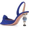 imageFSJ Women Graceful Slip On Slingback Pumps Pointed Closed Toe Strappy Studded High Heels Elastic Ankle Strap Sandals Suede Ladies Dress Shoes Size 415 USBlue