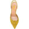 imageFSJ Women Graceful Slip On Slingback Pumps Pointed Closed Toe Strappy Studded High Heels Elastic Ankle Strap Sandals Suede Ladies Dress Shoes Size 415 USYellow
