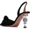 imageFSJ Women Graceful Slip On Slingback Pumps Pointed Closed Toe Strappy Studded High Heels Elastic Ankle Strap Sandals Suede Ladies Dress Shoes Size 415 USBlack