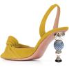imageFSJ Women Graceful Slip On Slingback Pumps Pointed Closed Toe Strappy Studded High Heels Elastic Ankle Strap Sandals Suede Ladies Dress Shoes Size 415 USYellow