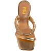 imageFSJ Women Square Open Toe Two Strap Heeled Sandal Chain Detail High Heel Slip On Mules Backless Slides Ladies Date Shoes Size 416 USGold