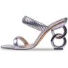 imageFSJ Women Square Open Toe Two Strap Heeled Sandal Chain Detail High Heel Slip On Mules Backless Slides Ladies Date Shoes Size 416 USGrey