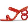 imageFSJ Women Square Open Toe Two Strap Heeled Sandal Chain Detail High Heel Slip On Mules Backless Slides Ladies Date Shoes Size 416 USOrange