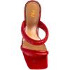 imageFSJ Women Square Open Toe Two Strap Heeled Sandal Chain Detail High Heel Slip On Mules Backless Slides Ladies Date Shoes Size 416 USRed