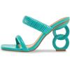 imageFSJ Women Square Open Toe Two Strap Heeled Sandal Chain Detail High Heel Slip On Mules Backless Slides Ladies Date Shoes Size 416 USTurquoise