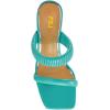 imageFSJ Women Square Open Toe Two Strap Heeled Sandal Chain Detail High Heel Slip On Mules Backless Slides Ladies Date Shoes Size 416 USTurquoise