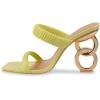 imageFSJ Women Square Open Toe Two Strap Heeled Sandal Chain Detail High Heel Slip On Mules Backless Slides Ladies Date Shoes Size 416 USYellow