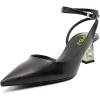 imageFSJ Women Block Chunky Heel Crystal Slingback Pumps Pointed Toe Strappy DOrsay Party Wedding Bride Pump Shoes Size 416 USBlack