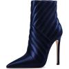 imageFSJ Women Fashion Ankle Boot Sexy Pointed Toe Stiletto High Heel Side Zipper Dressy Short Booties Size 415 USBlue