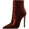 imageFSJ Women Fashion Ankle Boot Sexy Pointed Toe Stiletto High Heel Side Zipper Dressy Short Booties Size 415 USReddish Brown