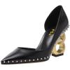 imageFSJ Women Graceful Pointed Toe Studded Rivets DOrsay Pumps Gold Chain High Heel Slip On Ladies Patry Prom Evening Dress Shoes Size 416 USBlack